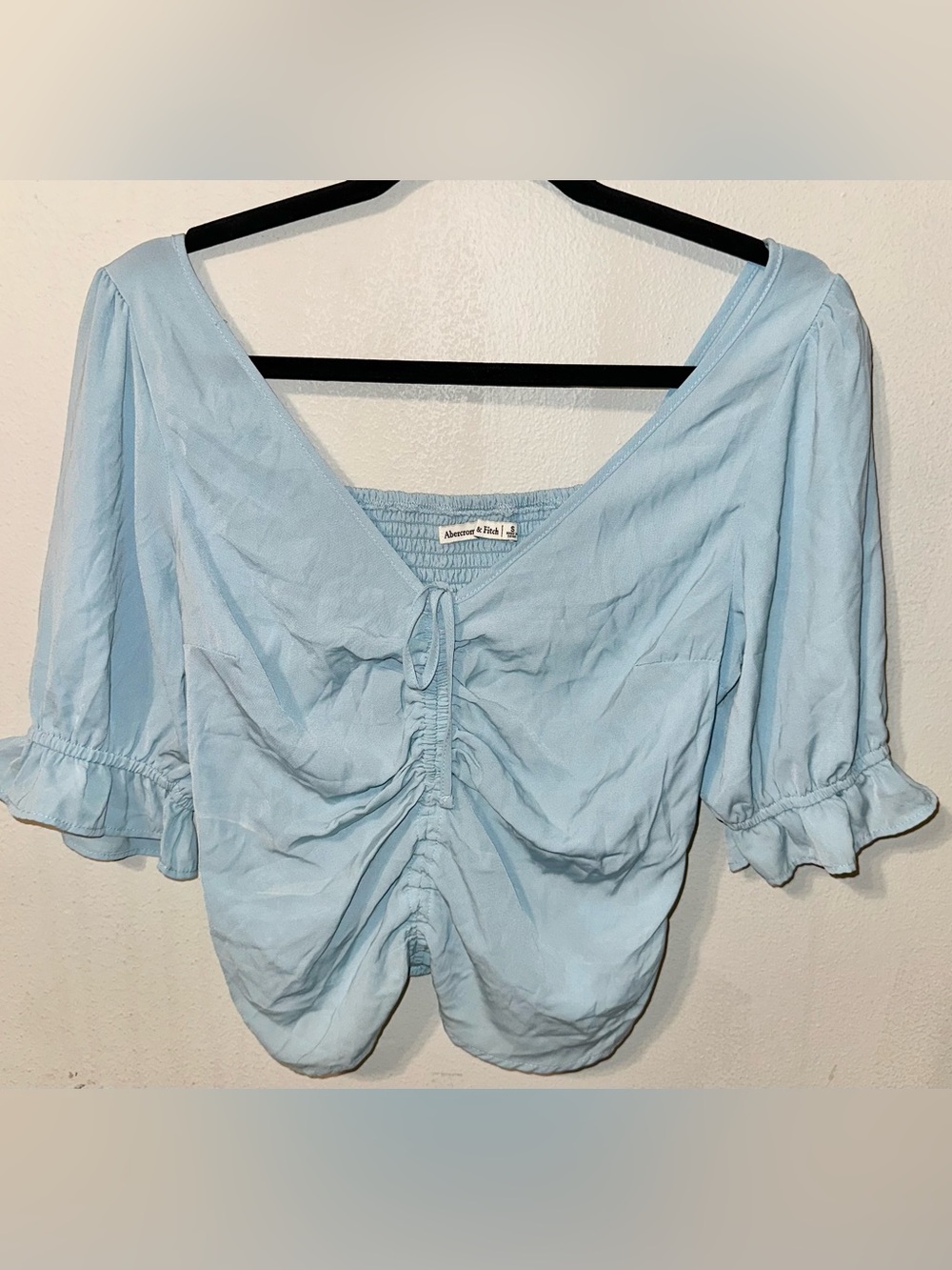 Abercrombie & Fitch Light Blue Ruched Blouse